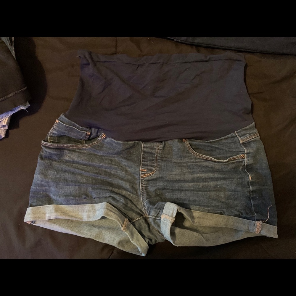 jean maternity shorts